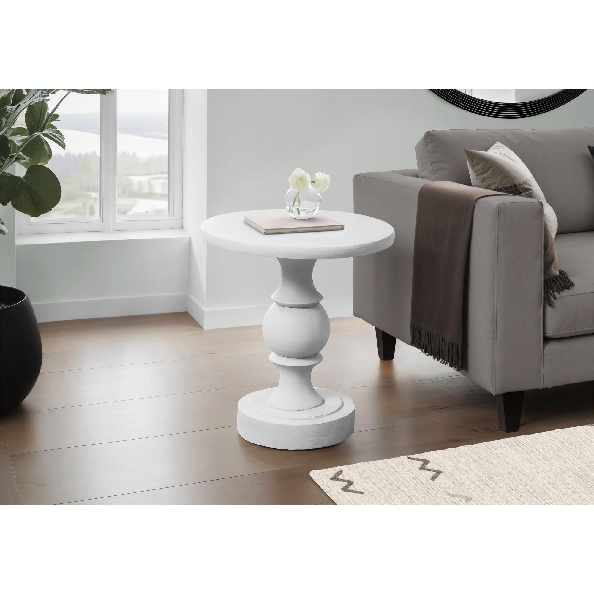 I 4161 - Table D'appoint, 25''H, Intérieur Ou Extérieur, Chambre À Coucher, Bout, Salon, Table De Nuit, Rond, Table D'appoint, Blanc, Transitionnel - Simple Boutique