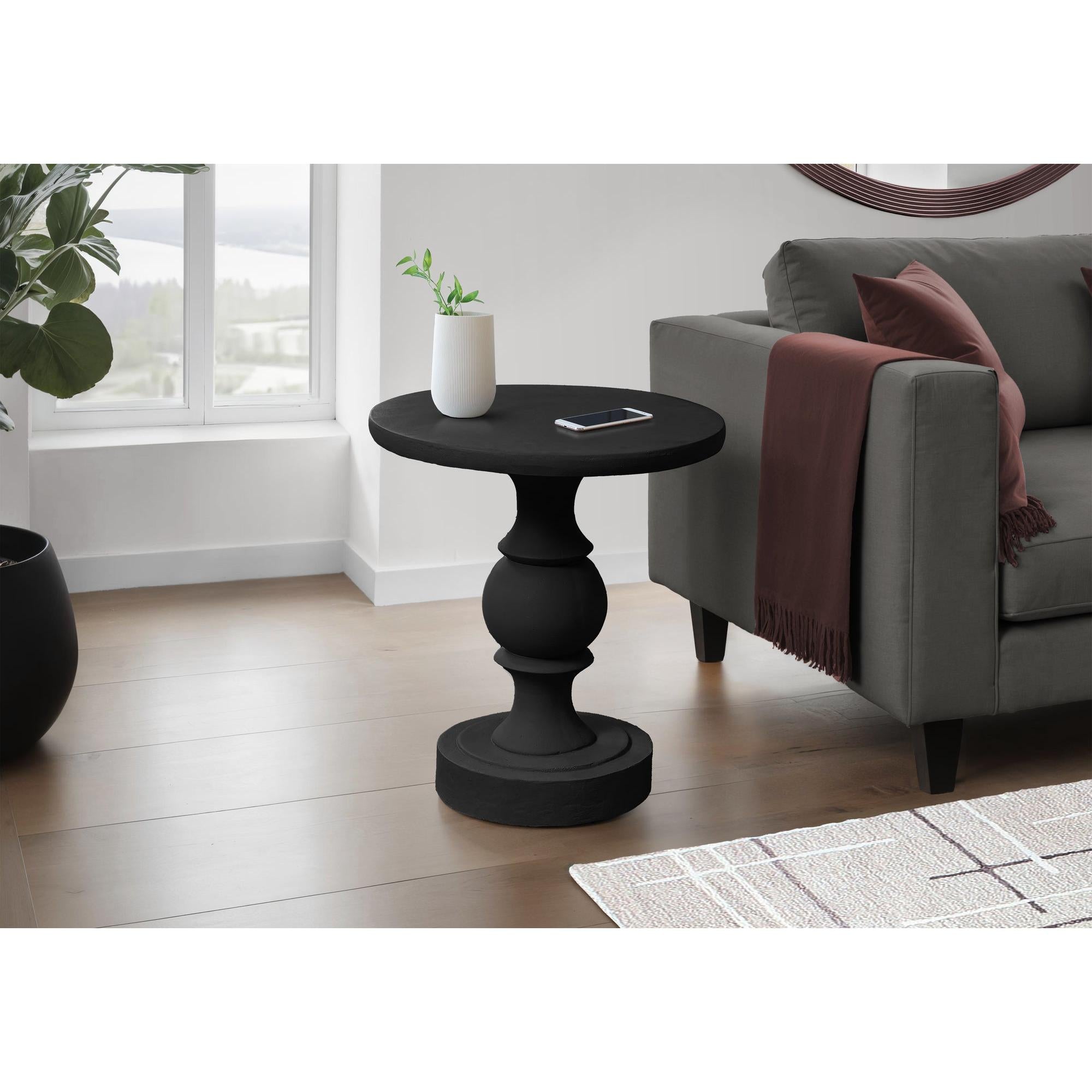 I 4162 - Table D'appoint, 25''H, Intérieur Ou Extérieur, Chambre À Coucher, Bout, Salon, Table De Nuit, Rond, Table D'appoint, Noir, Transitionnel - Simple Boutique