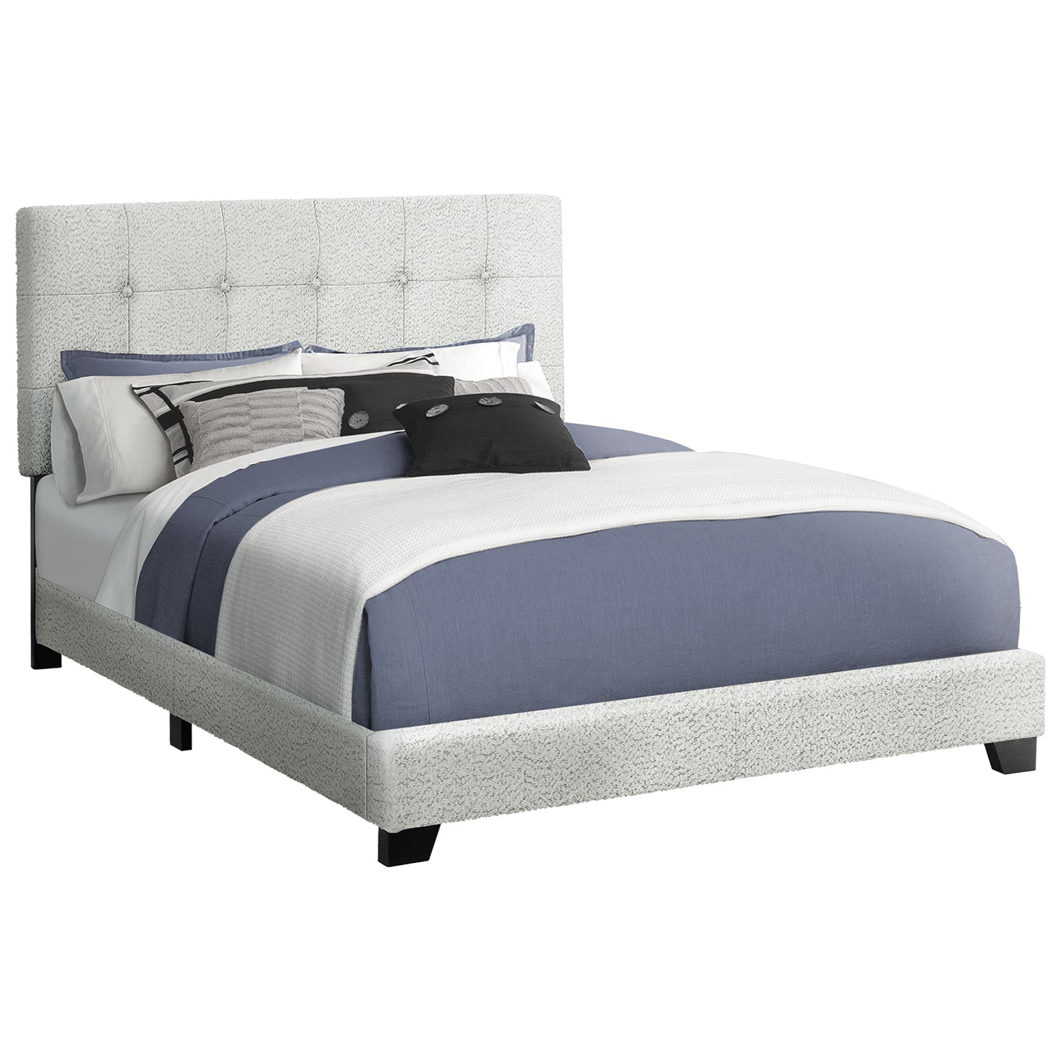 I 5801Q - Lit, Grand, Rembourré, Cadre Seulement, Chambre À Coucher, Boucle Gris Clair, Transitionnel - Simple Boutique