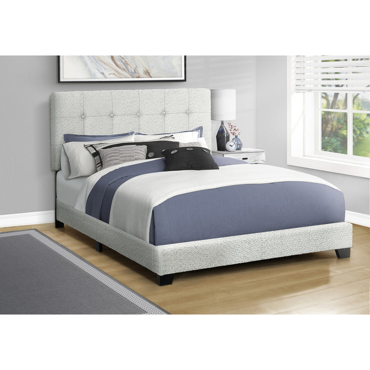 I 5801Q - Lit, Grand, Rembourré, Cadre Seulement, Chambre À Coucher, Boucle Gris Clair, Transitionnel - Simple Boutique