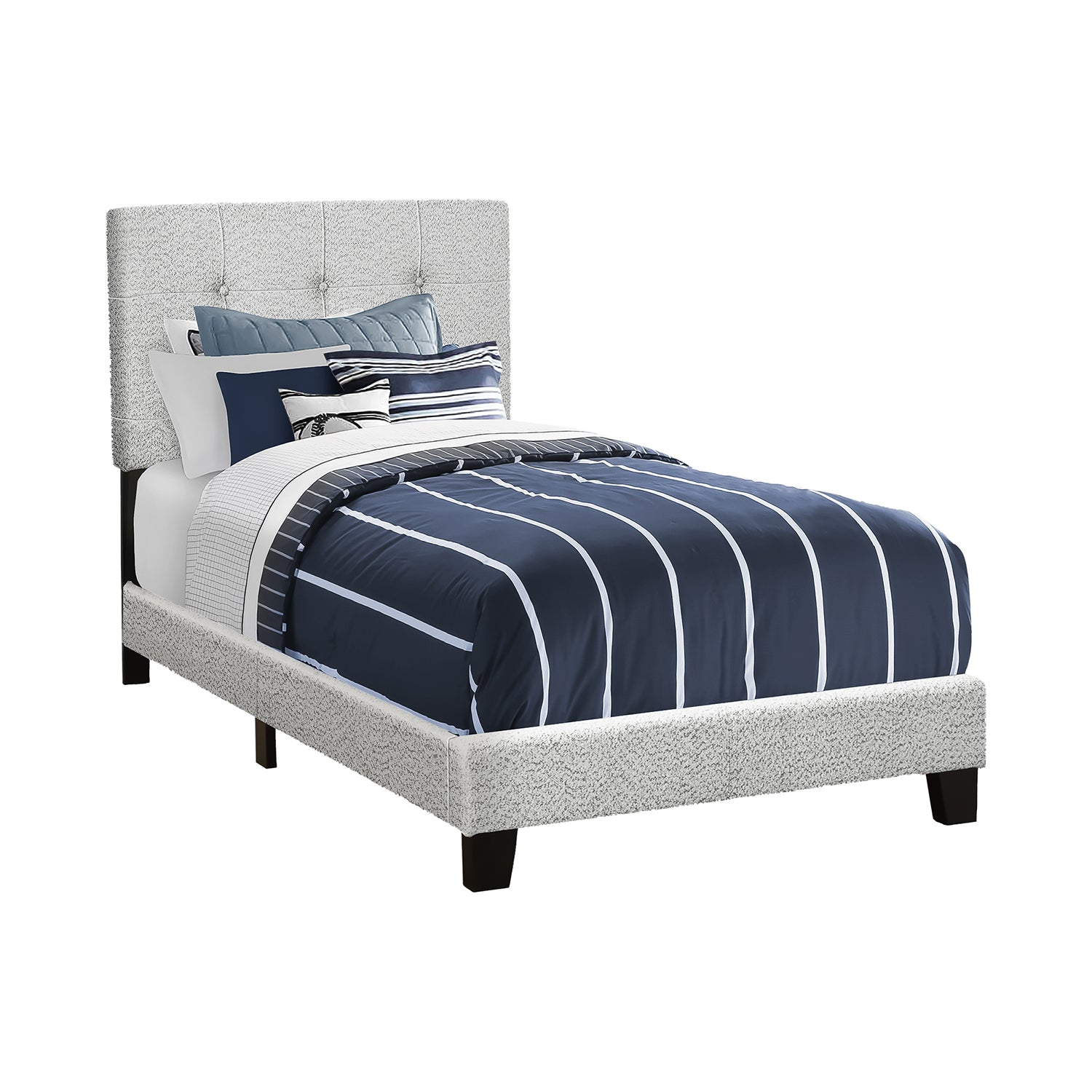 I 5801T - Lit, Taille Jumelle, Rembourré, Cadre Seulement, Chambre À Coucher, Juvénile, Jeune, Boucle Gris Clair, Transitionnel - Simple Boutique