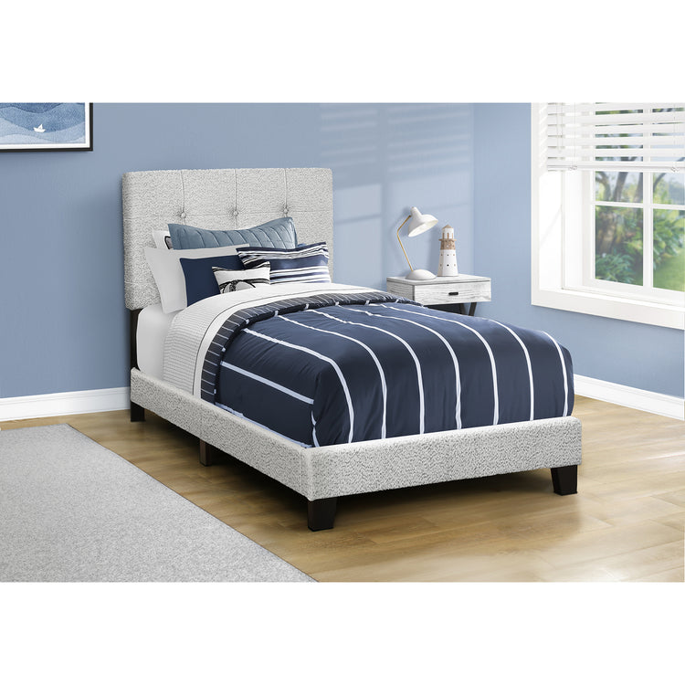 I 5801T - Lit, Taille Jumelle, Rembourré, Cadre Seulement, Chambre À Coucher, Juvénile, Jeune, Boucle Gris Clair, Transitionnel - Simple Boutique