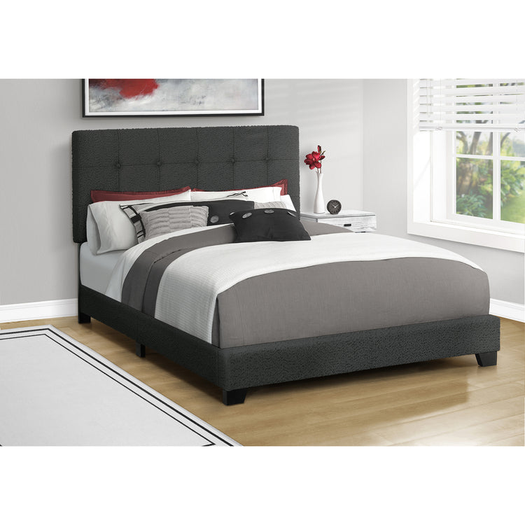 I 5805Q - Lit, Chambre À Coucher, Cadre Seulement, Grand, Rembourré, Boucle Noire, Transitionnel - Simple Boutique