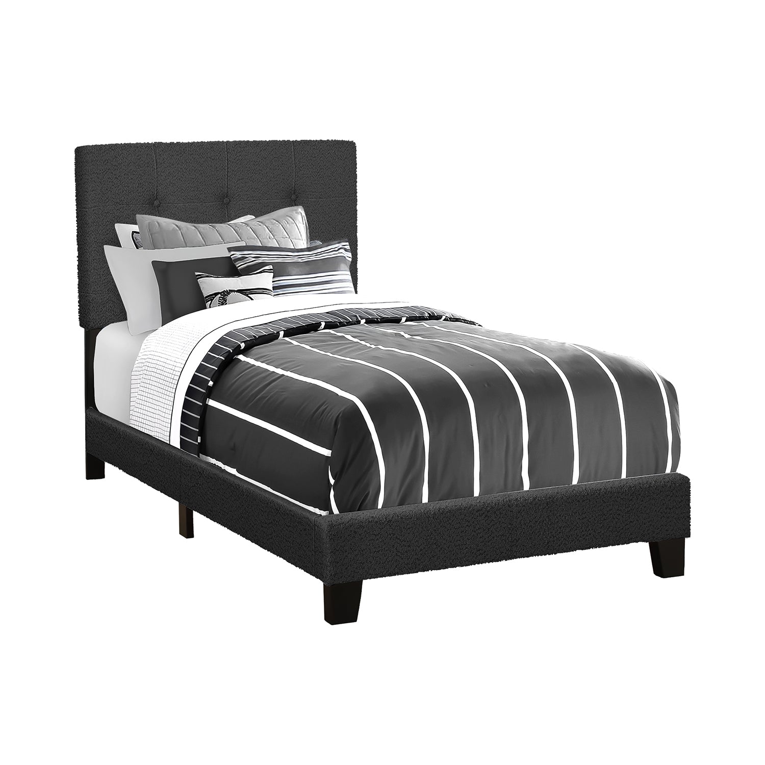 I 5805T - Lit, Taille Jumelle, Rembourré, Chambre À Coucher, Cadre Seulement, Jeune, Adolescent, Juvénile, Boucle Noire, Transitionnel - Simple Boutique