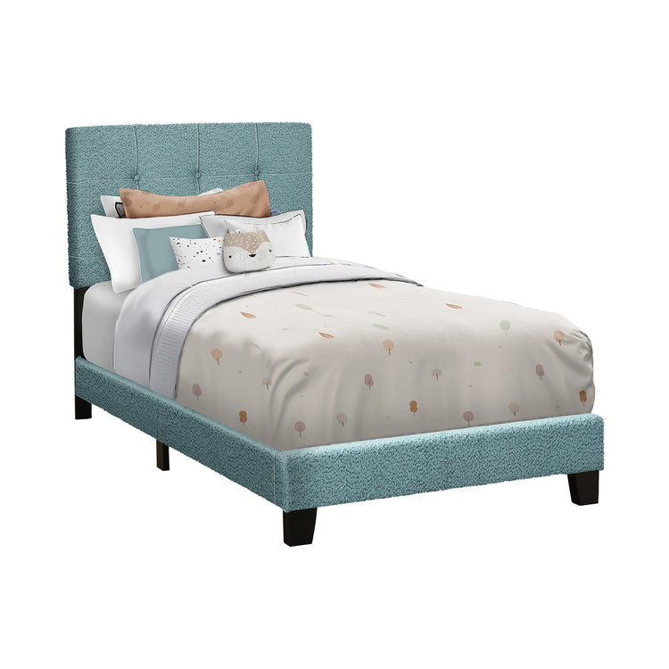 I 5806T - Lit, Taille Jumelle, Rembourré, Chambre À Coucher, Cadre Seulement, Jeune, Adolescent, Juvénile, Boucle Bleu Clair, Transitionnel - Simple Boutique