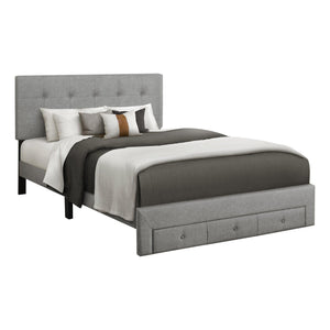 I 5900Q - Lit, Grand, Lit À Plateforme, Tiroirs De Rangement, Rembourré, Cadre Seulement, Chambre À Coucher, Aspect Linge Gris, Transitionnel - Simple Boutique