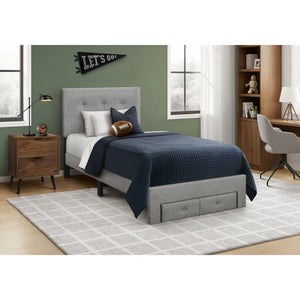 I 5900T - Lit, Taille Jumelle, Lit À Plateforme, Rembourré, Juvénile, Tiroirs De Rangement, Cadre Seulement, Chambre À Coucher, Aspect Linge Gris, Transitionnel - Simple Boutique