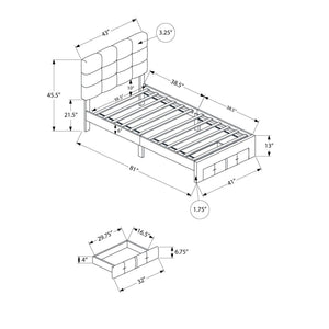 I 5901T - Lit, Taille Jumelle, Lit À Plateforme, Rembourré, Juvénile, Tiroirs De Rangement, Cadre Seulement, Chambre À Coucher, Aspect Linge Beige, Transitionnel - Simple Boutique