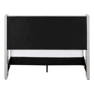 I 6041Q - Lit, Grand, Chambre À Coucher, Cadre, Rembourré, Regard Lin Lin Beige, Pieds En Métal Chrome, Transitionnel - Simple Boutique