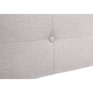 I 6041Q - Lit, Grand, Chambre À Coucher, Cadre, Rembourré, Regard Lin Lin Beige, Pieds En Métal Chrome, Transitionnel - Simple Boutique