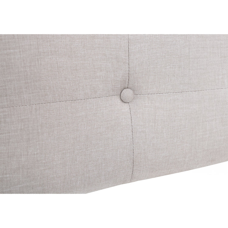 I 6041Q - Lit, Grand, Chambre À Coucher, Cadre, Rembourré, Regard Lin Lin Beige, Pieds En Métal Chrome, Transitionnel - Simple Boutique