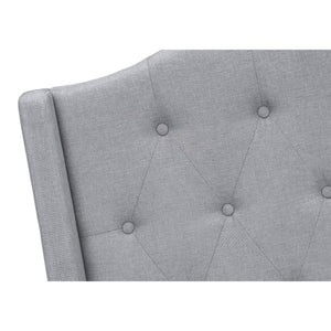 I 6045Q - Lit, Grand, Chambre À Coucher, Cadre, Rembourré, Apparence De Lin Gris, Pieds En Métal Chrome, Transitionnel - Simple Boutique