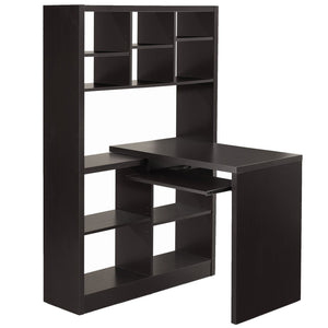 I 7021 Bureau, Bureau À Domicile, Étagère, Coin, Étagères De Rangement, Configuration Gauche, Droite, Forme De L, Travail, Ordinateur Portable, Stratifié, Brun, Contemporain, Moderne - Simple Boutique