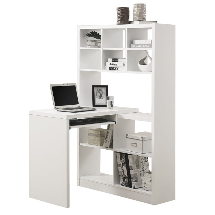 I 7022 Bureau, Bureau À Domicile, Étagère, Coin, Étagères De Rangement, Configuration Gauche, Droite, Forme De L, Travail, Ordinateur Portable, Stratifié, Blanc, Contemporain, Moderne - Simple Boutique