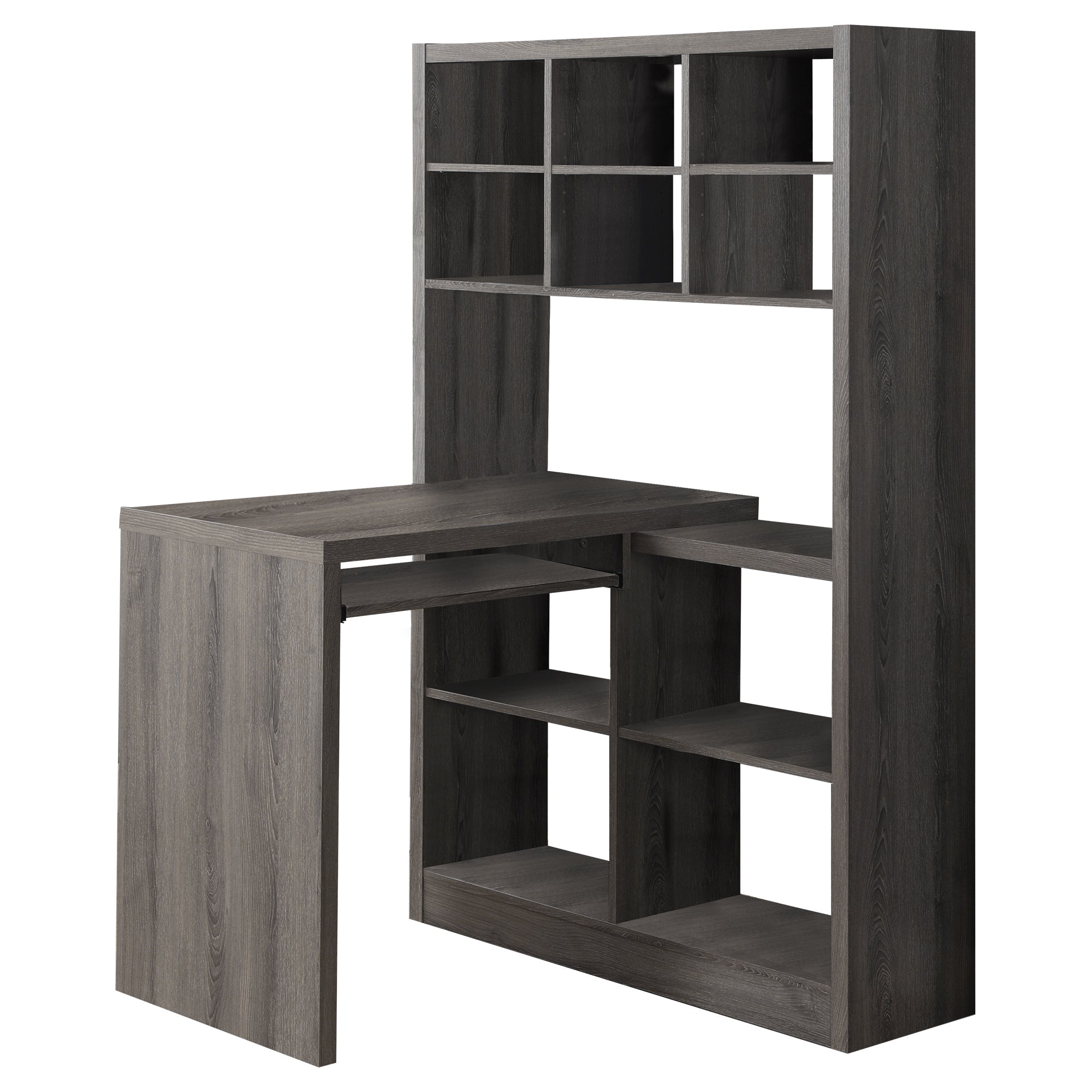 I 7041 Bureau, Bureau À Domicile, Étagère, Coin, Étagères De Rangement, Configuration Gauche, Droite, Forme De L, Travail, Ordinateur Portable, Stratifié, Brun, Contemporain, Moderne - Simple Boutique