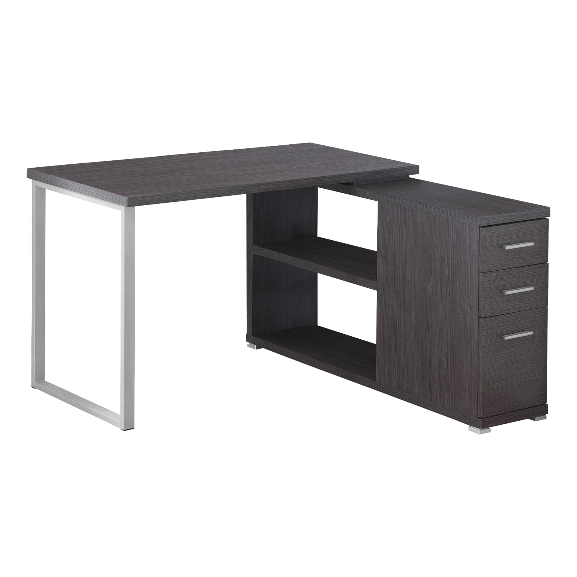 I 7135 Bureau, Bureau À Domicile, Coin, Configuration Gauche, Droite, Tiroirs De Rangement, Forme De L, Travail, Ordinateur Portable, Métal, Stratifié, Gris, Contemporain, Moderne - Simple Boutique