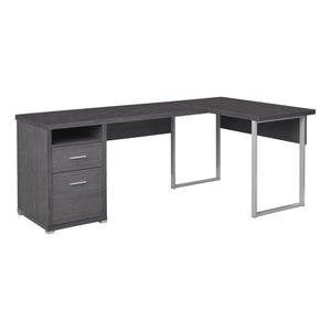 I 7257 Bureau, Bureau À Domicile, Coin, Configuration Gauche, Droite, Tiroirs De Rangement, 80"l, Forme De L, Travail, Ordinateur Portable, Métal, Stratifié, Gris, Contemporain, Moderne - Simple Boutique