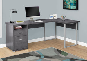 I 7257 Bureau, Bureau À Domicile, Coin, Configuration Gauche, Droite, Tiroirs De Rangement, 80"l, Forme De L, Travail, Ordinateur Portable, Métal, Stratifié, Gris, Contemporain, Moderne - Simple Boutique