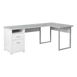 I 7258 Bureau, Bureau À Domicile, Coin, Configuration Gauche, Droite, Tiroirs De Rangement, 80"l, Forme De L, Travail, Ordinateur Portable, Métal, Stratifié, Gris, Contemporain, Moderne - Simple Boutique