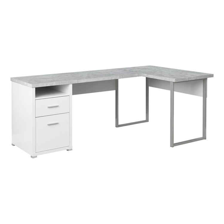 I 7258 Bureau, Bureau À Domicile, Coin, Configuration Gauche, Droite, Tiroirs De Rangement, 80"l, Forme De L, Travail, Ordinateur Portable, Métal, Stratifié, Gris, Contemporain, Moderne - Simple Boutique