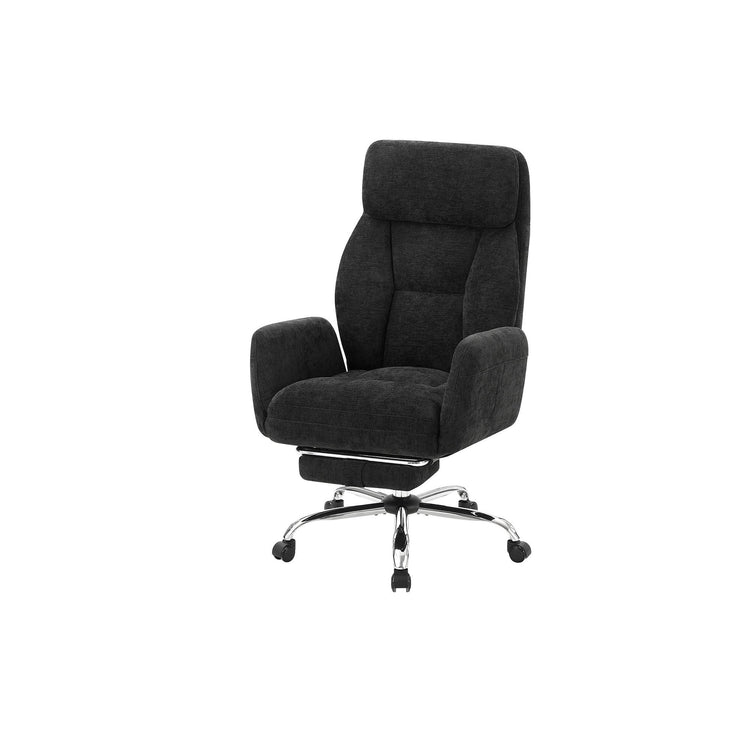 I 7273 - Chaise De Bureau, Hauteur Réglable, Accoudoir, Ergonomique, Pivotant, Bureau Informatique, Travail, Tissu Noir, Métal Chromé, Contemporain, Moderne - Simple Boutique