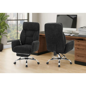 I 7273 - Chaise De Bureau, Hauteur Réglable, Accoudoir, Ergonomique, Pivotant, Bureau Informatique, Travail, Tissu Noir, Métal Chromé, Contemporain, Moderne - Simple Boutique