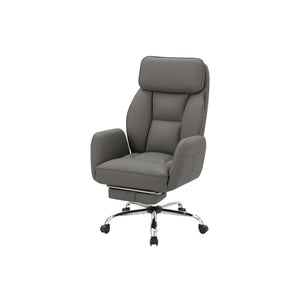 I 7274 - Chaise De Bureau, Hauteur Réglable, Accoudoir, Ergonomique, Pivotant, Bureau Informatique, Travail, Aspect Cuir Gris Foncé, Métal Chromé, Contemporain, Moderne - Simple Boutique