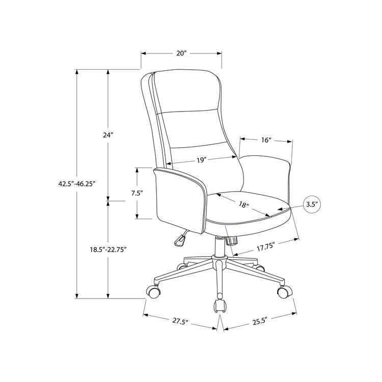 I 7323 - Chaise De Bureau, Pivotant, Hauteur Réglable, Accoudoir, Ergonomique, Travail, Aspect Cuir Noir, Métal Chromé, Contemporain, Moderne - Simple Boutique