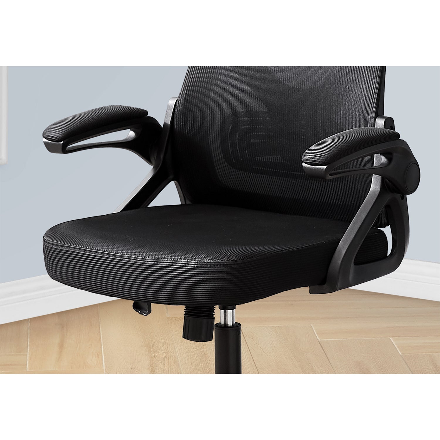 I 7334 - Chaise De Bureau, Hauteur Réglable, Ergonomique, Pivotant, Travail, Métal Noir, Maillé Noire, Contemporain, Moderne - Simple Boutique