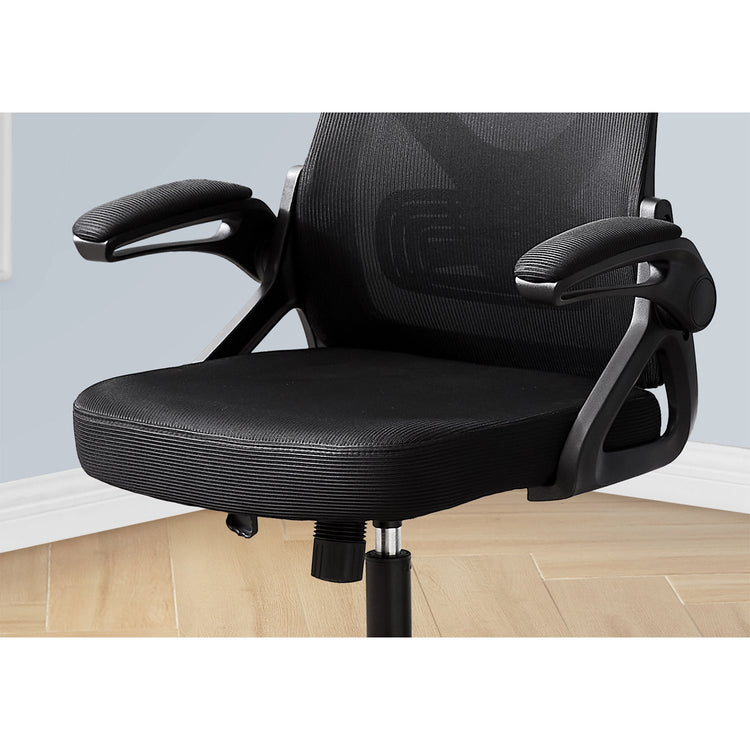 I 7334 - Chaise De Bureau, Hauteur Réglable, Ergonomique, Pivotant, Travail, Métal Noir, Maillé Noire, Contemporain, Moderne - Simple Boutique