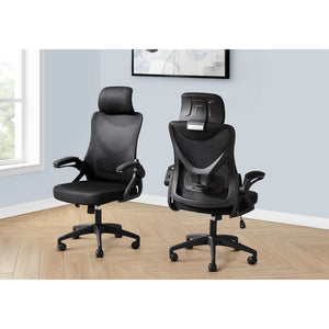 I 7334 - Chaise De Bureau, Hauteur Réglable, Ergonomique, Pivotant, Travail, Métal Noir, Maillé Noire, Contemporain, Moderne - Simple Boutique