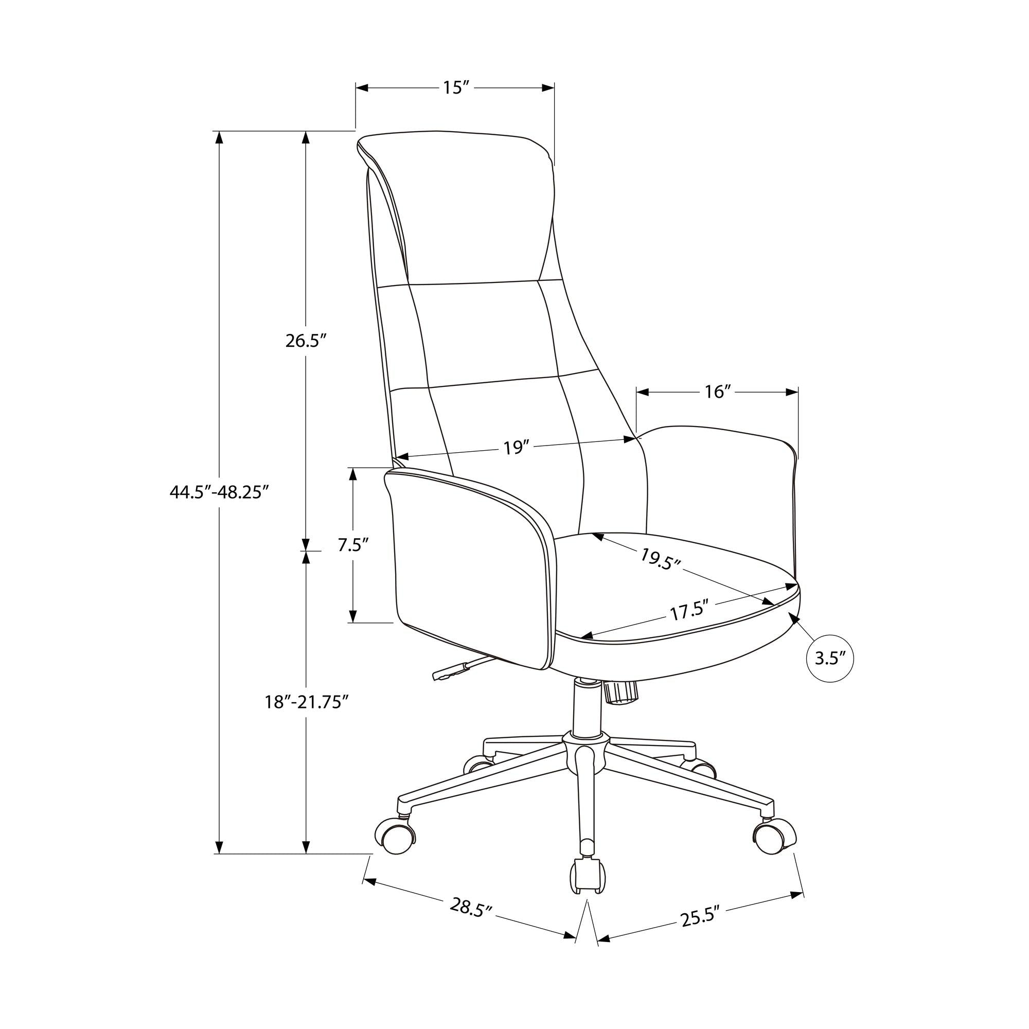 I 7344 - Chaise De Bureau, Hauteur Réglable, Ergonomique, Pivotant, Accoudoir, Travail, Aspect Cuir Noir, Métal Chromé, Contemporain, Moderne - Simple Boutique