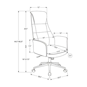 I 7344 - Chaise De Bureau, Hauteur Réglable, Ergonomique, Pivotant, Accoudoir, Travail, Aspect Cuir Noir, Métal Chromé, Contemporain, Moderne - Simple Boutique