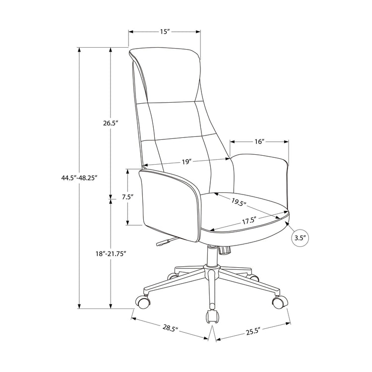 I 7344 - Chaise De Bureau, Hauteur Réglable, Ergonomique, Pivotant, Accoudoir, Travail, Aspect Cuir Noir, Métal Chromé, Contemporain, Moderne - Simple Boutique