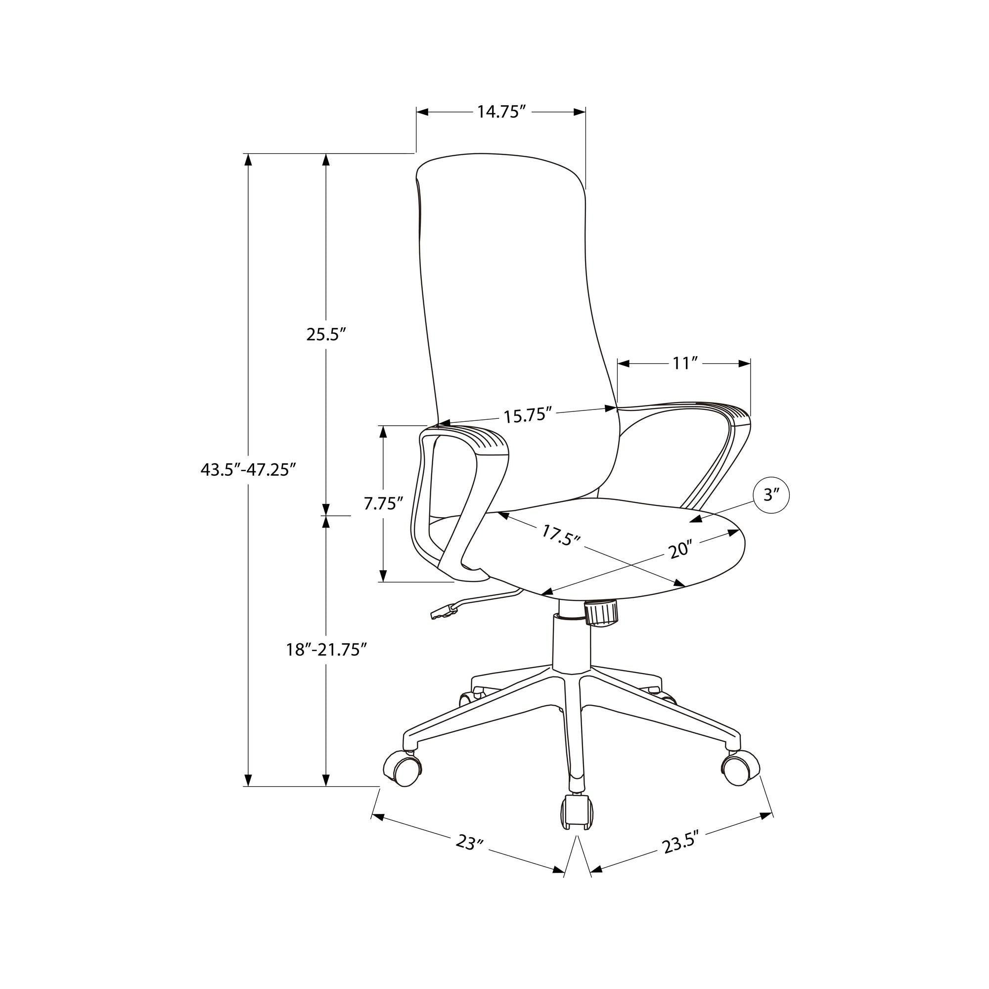 I 7354 - Chaise De Bureau, Hauteur Réglable, Accoudoir, Pivotant, Ergonomique, Travail, Tissu Noir, Métal Noir, Contemporain, Moderne - Simple Boutique