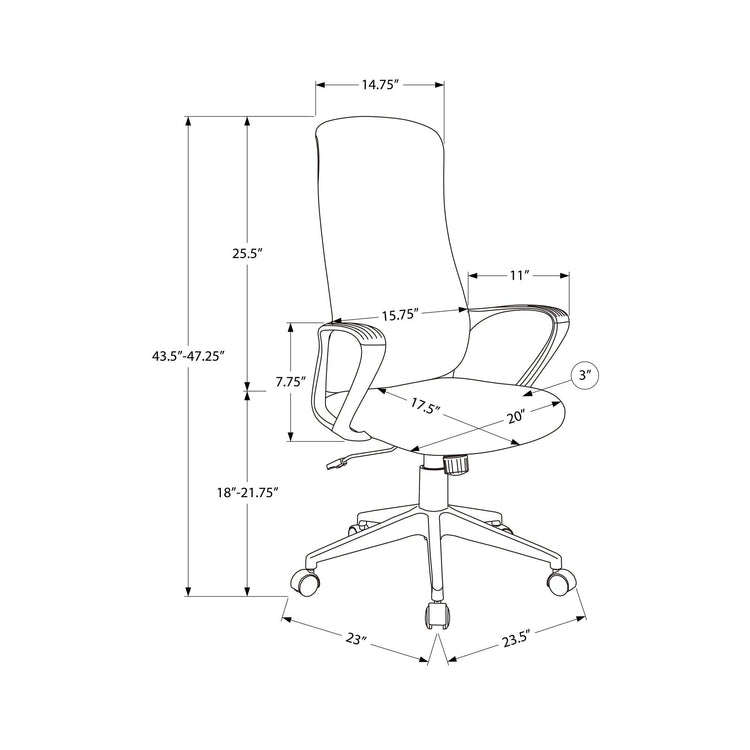 I 7354 - Chaise De Bureau, Hauteur Réglable, Accoudoir, Pivotant, Ergonomique, Travail, Tissu Noir, Métal Noir, Contemporain, Moderne - Simple Boutique