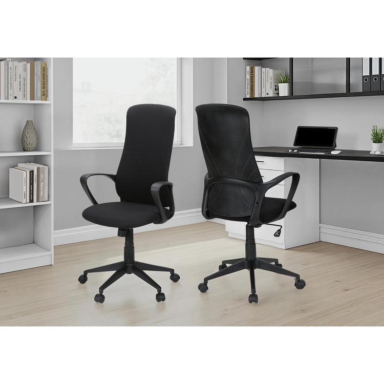 I 7354 - Chaise De Bureau, Hauteur Réglable, Accoudoir, Pivotant, Ergonomique, Travail, Tissu Noir, Métal Noir, Contemporain, Moderne - Simple Boutique