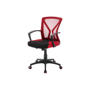 I 7357 - Chaise De Bureau, Hauteur Réglable, Pivotant, Ergonomique, Accoudoir, Bureau Informatique, Travail, Maille Rouge, Métal Noir, Contemporain, Moderne - Simple Boutique