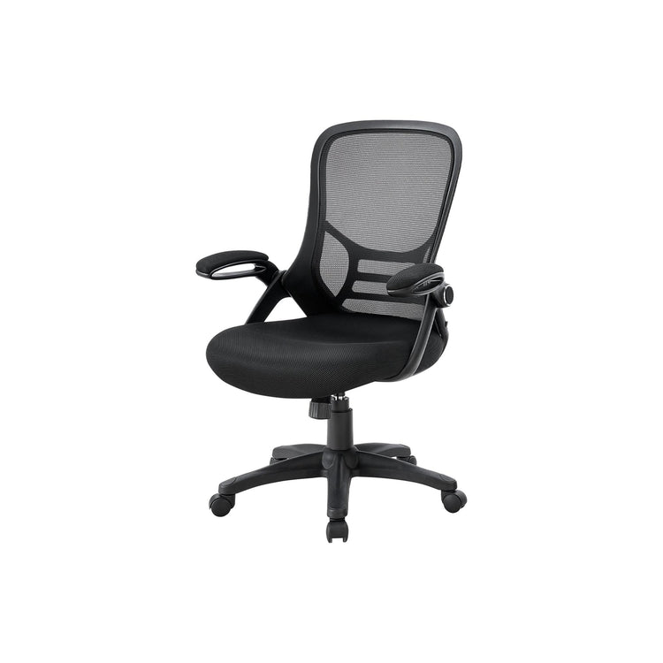 I 7367 - Chaise De Bureau, Pivotant, Accoudoir, Hauteur Réglable, Ergonomique, Travail, Maillé Noire, Métal Noir, Contemporain, Moderne - Simple Boutique
