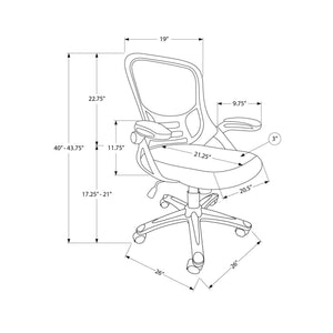 I 7367 - Chaise De Bureau, Pivotant, Accoudoir, Hauteur Réglable, Ergonomique, Travail, Maillé Noire, Métal Noir, Contemporain, Moderne - Simple Boutique