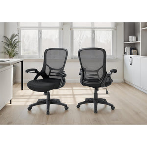 I 7367 - Chaise De Bureau, Pivotant, Accoudoir, Hauteur Réglable, Ergonomique, Travail, Maillé Noire, Métal Noir, Contemporain, Moderne - Simple Boutique