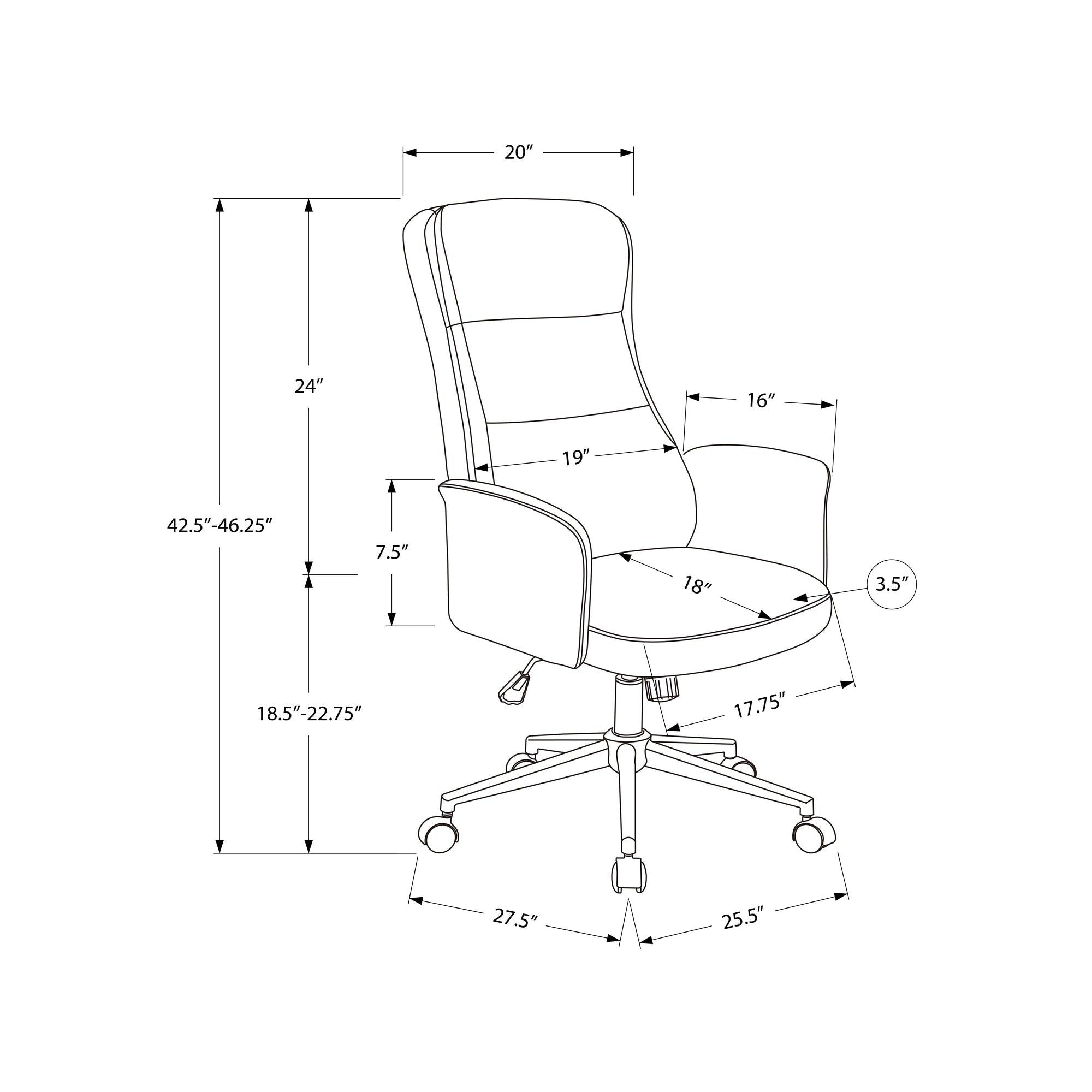 I 7378 - Chaise De Bureau, Pivotant, Hauteur Réglable, Accoudoir, Ergonomique, Travail, Aspect Cuir Brun, Métal Chromé, Contemporain, Moderne - Simple Boutique