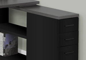 I 7433 Bureau, Bureau À Domicile, Coin, Configuration Gauche, Droite, Tiroirs De Rangement, Forme De L, Travail, Ordinateur Portable, Métal, Stratifié, Noir, Gris, Contemporain, Moderne - Simple Boutique