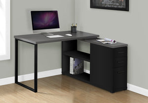I 7433 Bureau, Bureau À Domicile, Coin, Configuration Gauche, Droite, Tiroirs De Rangement, Forme De L, Travail, Ordinateur Portable, Métal, Stratifié, Noir, Gris, Contemporain, Moderne - Simple Boutique