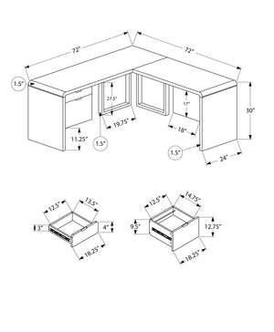I 7582 Bureau, Bureau À Domicile, Coin, Configuration Gauche, Droite, Tiroirs De Rangement, 72"l, Forme De L, Travail, Ordinateur Portable, Stratifié, Métal, Blanc Lustré, Contemporain, Moderne - Simple Boutique
