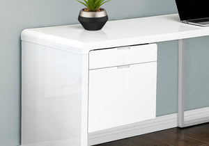 I 7582 Bureau, Bureau À Domicile, Coin, Configuration Gauche, Droite, Tiroirs De Rangement, 72"l, Forme De L, Travail, Ordinateur Portable, Stratifié, Métal, Blanc Lustré, Contemporain, Moderne - Simple Boutique
