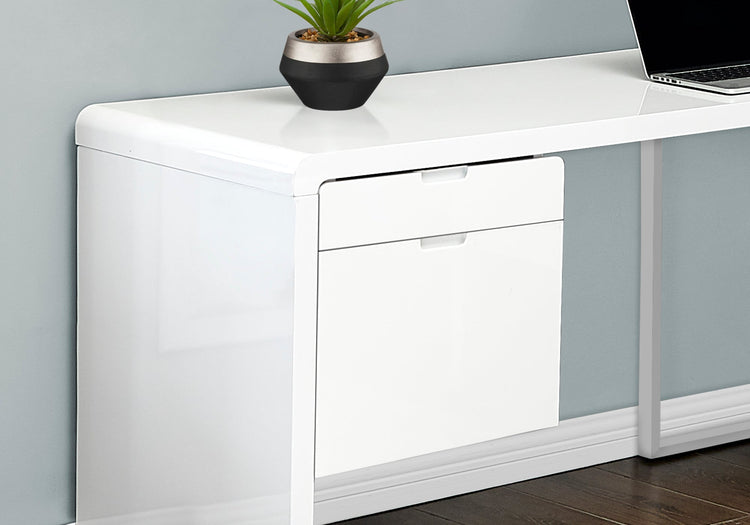I 7582 Bureau, Bureau À Domicile, Coin, Configuration Gauche, Droite, Tiroirs De Rangement, 72"l, Forme De L, Travail, Ordinateur Portable, Stratifié, Métal, Blanc Lustré, Contemporain, Moderne - Simple Boutique