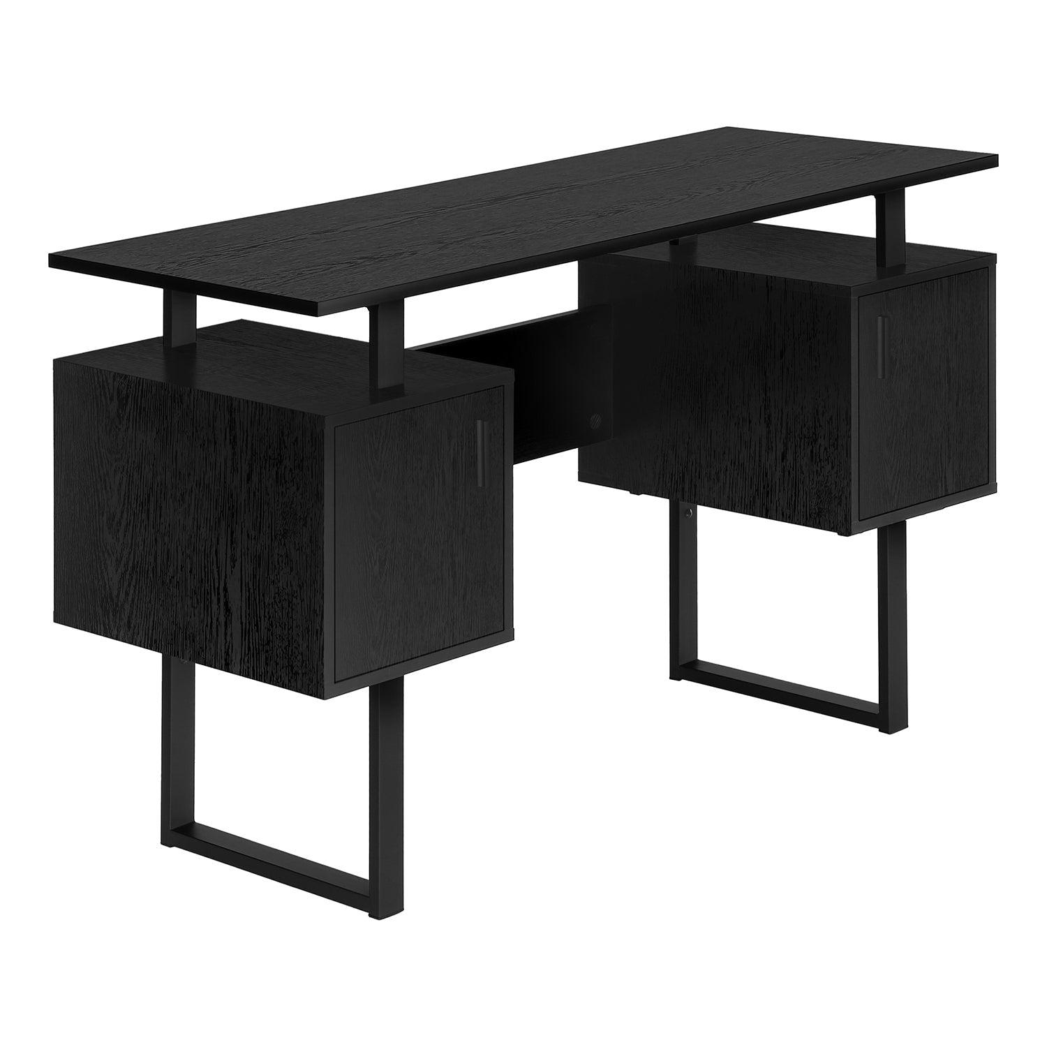 I 7606 - Bureau, Bureau À Domicile, Ordinateur Portable, Rangement, 48"L, Travail, Laminé Noir, Métal Noir, Contemporain, Moderne - Simple Boutique