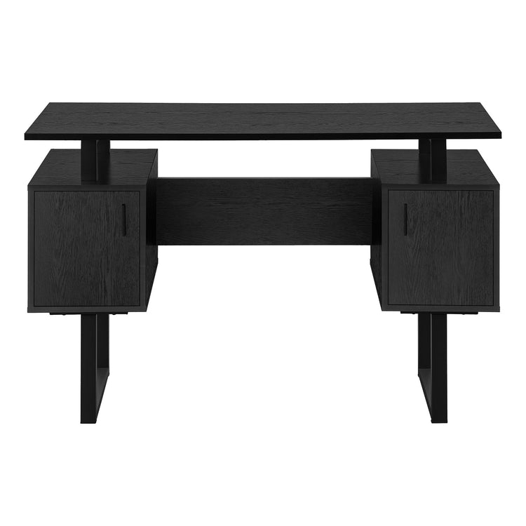 I 7606 - Bureau, Bureau À Domicile, Ordinateur Portable, Rangement, 48"L, Travail, Laminé Noir, Métal Noir, Contemporain, Moderne - Simple Boutique