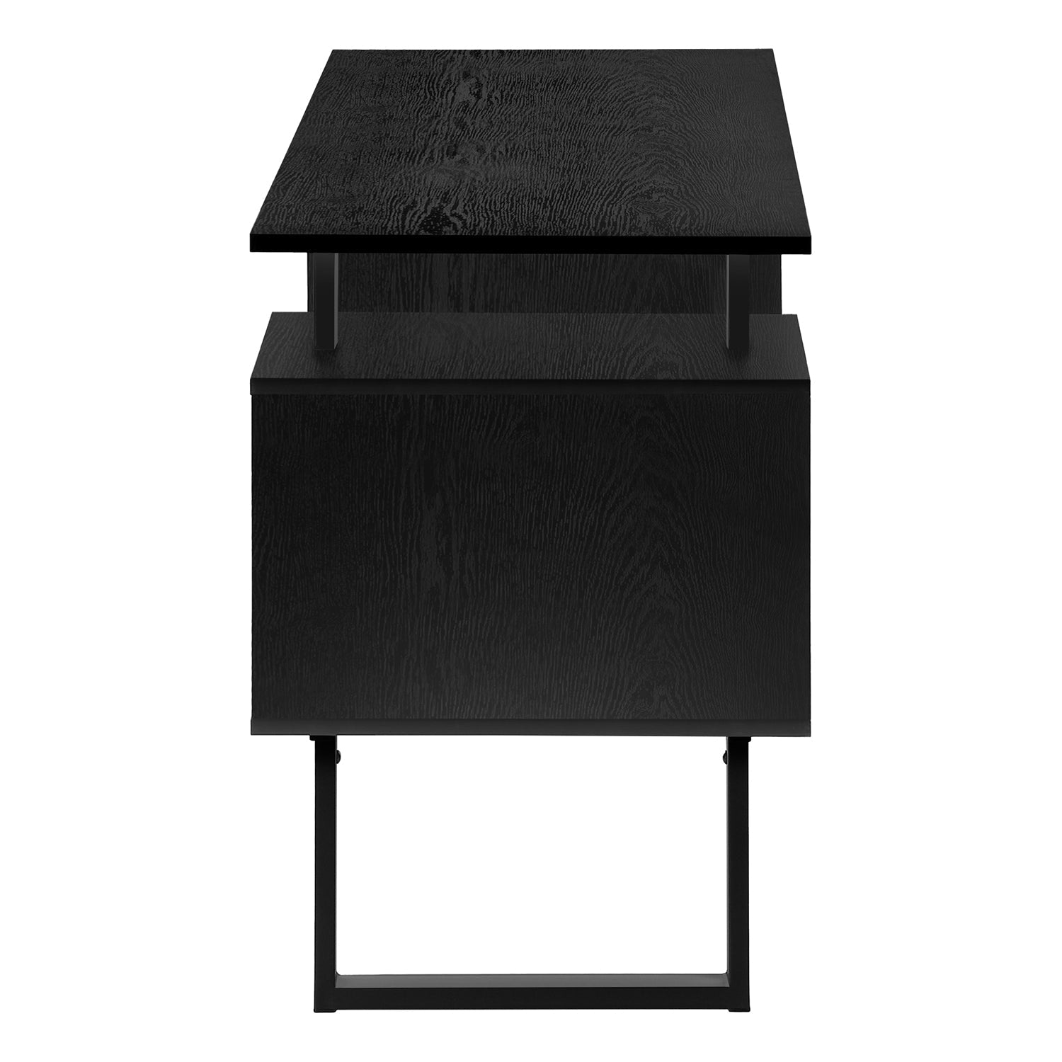 I 7606 - Bureau, Bureau À Domicile, Ordinateur Portable, Rangement, 48"L, Travail, Laminé Noir, Métal Noir, Contemporain, Moderne - Simple Boutique